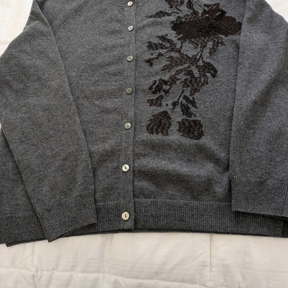 Gray cashmere Wrap London cardigan sweater, never worn